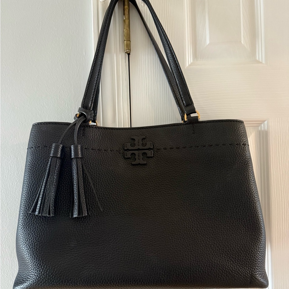 Tory Burch Black Leather Tote Bag